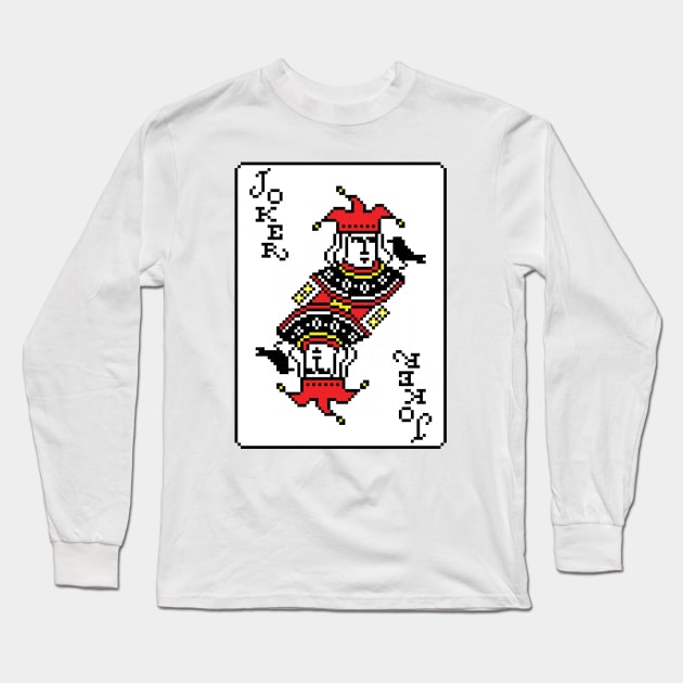 Joker Pixel Art Red Long Sleeve T-Shirt by inotyler